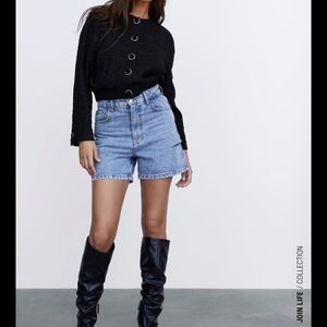 NWT ZARA ZW Denim Shorts Side Ripped Cut